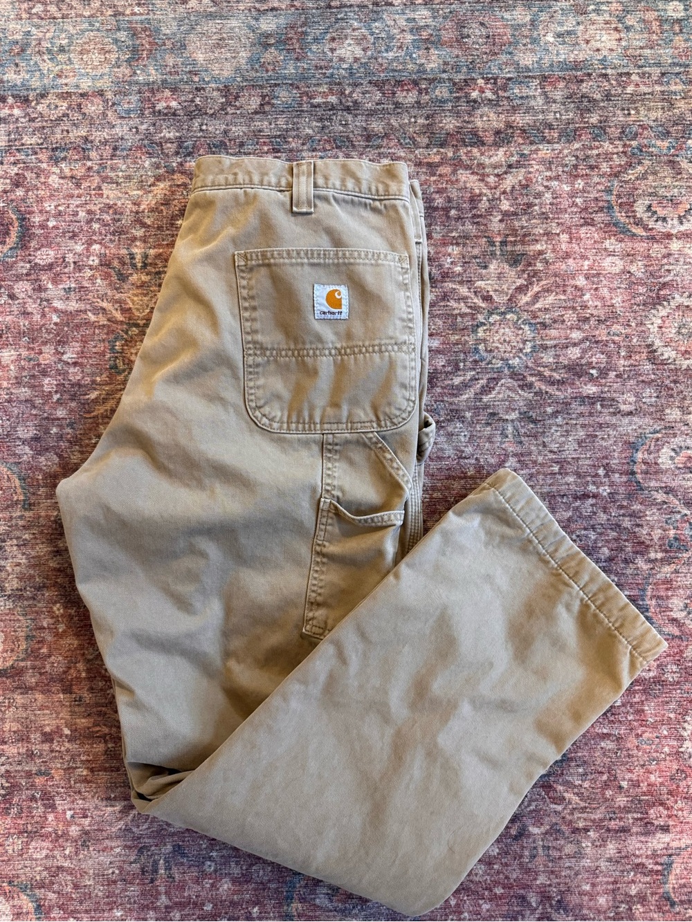 Carhartt Men’s Tan Work Carpenter Lined with Utility Pocket
